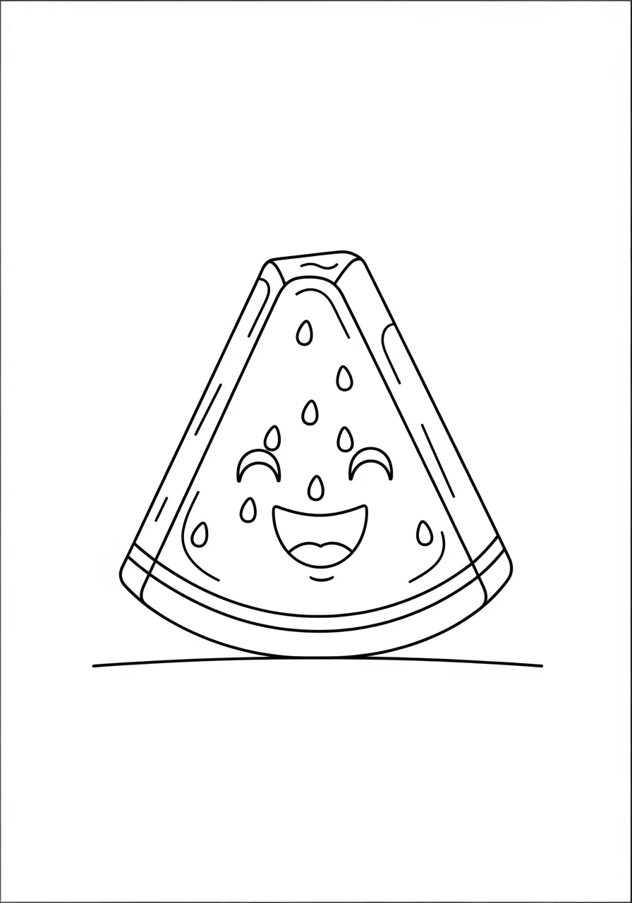 Sweet Watermelon Slice Coloring Page