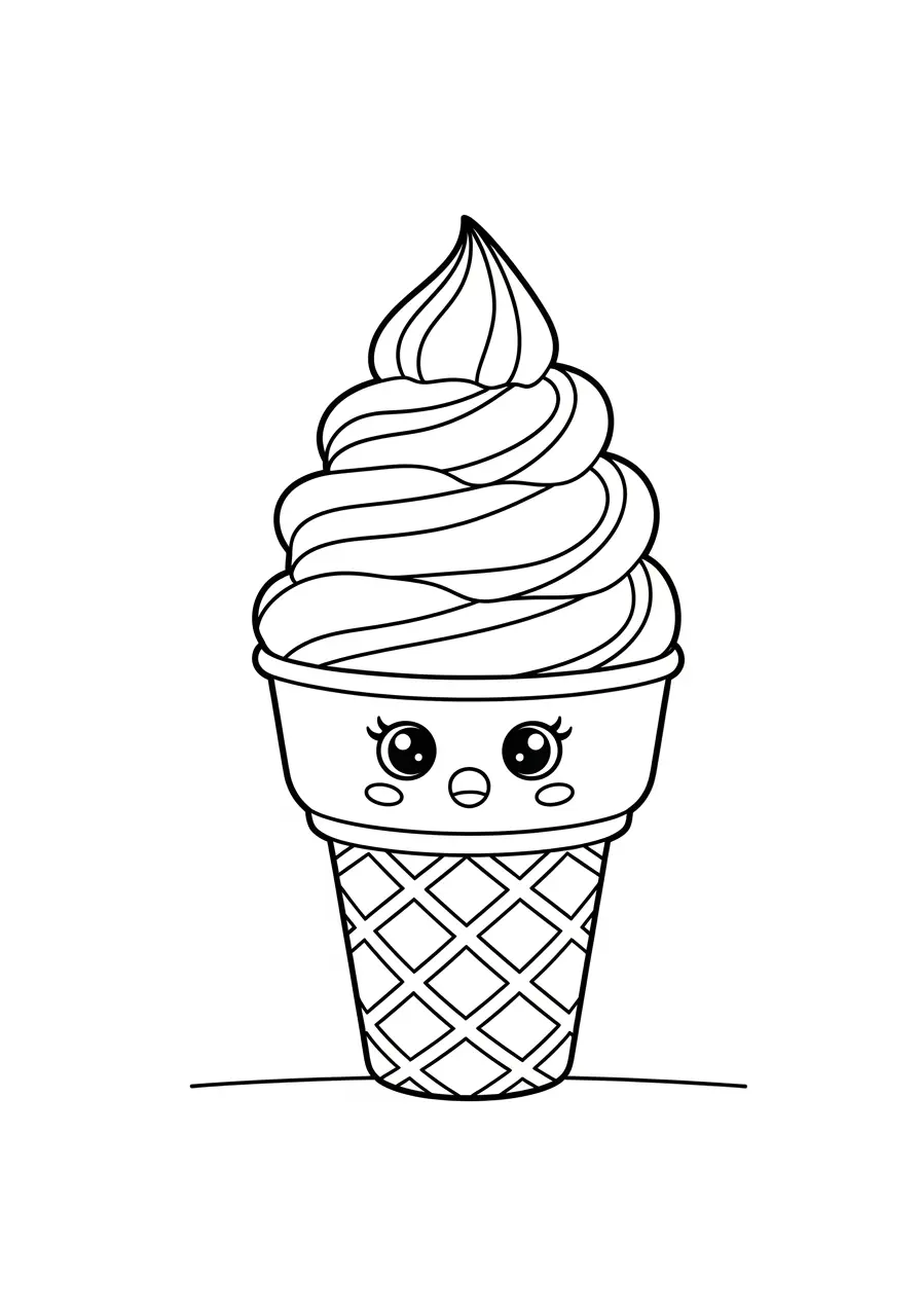 Swirly Soft Serve Ice Cream Coloring Page