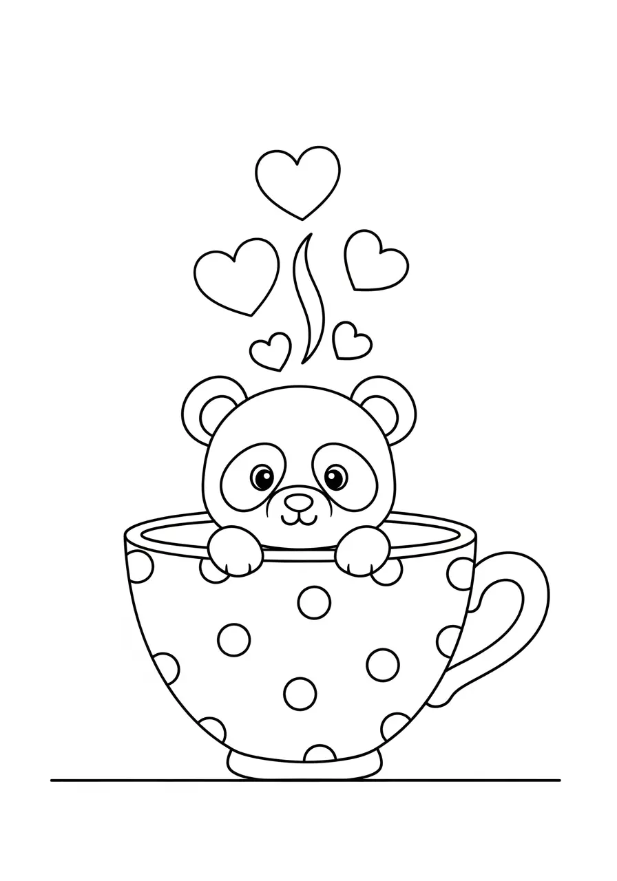 Teacup Panda Coloring Page