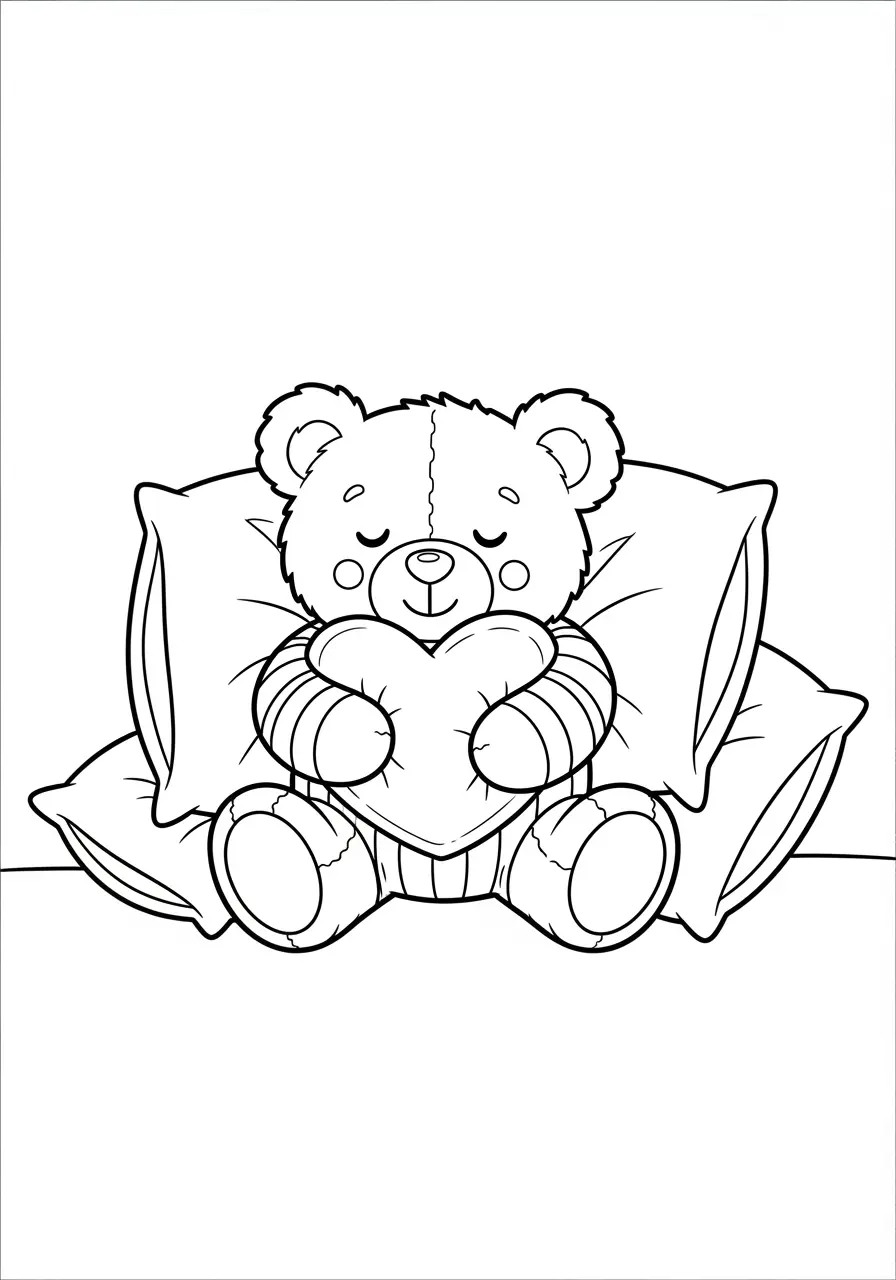 Teddy Bear Cute Cozy Coloring Page