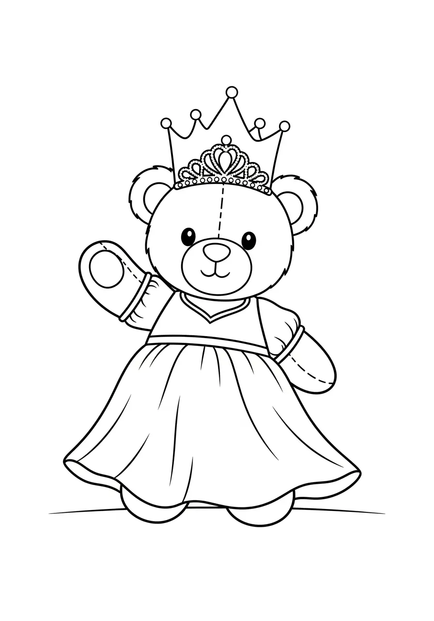 Teddy Bear Princess Coloring Page
