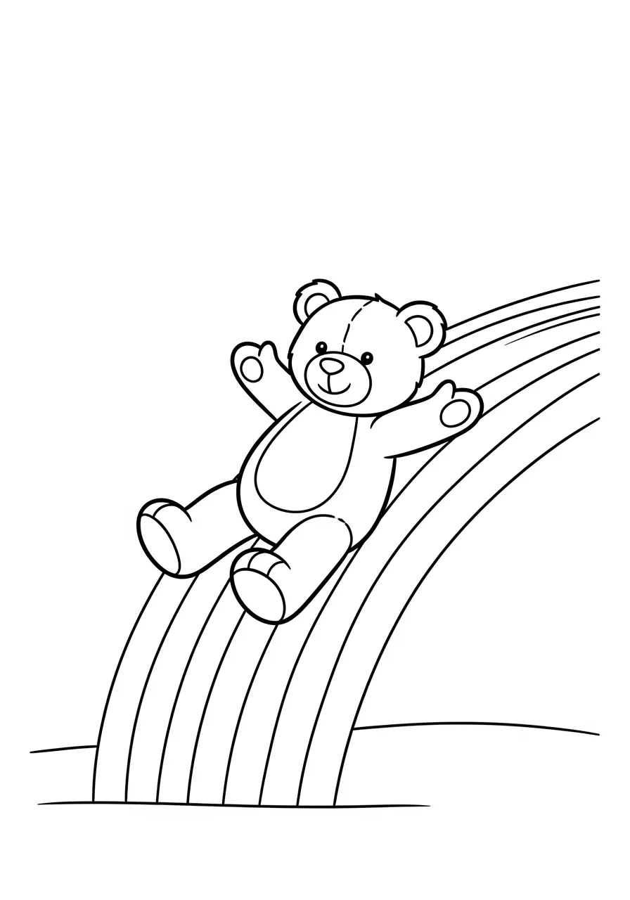 Teddy Bear Rainbow Coloring Page