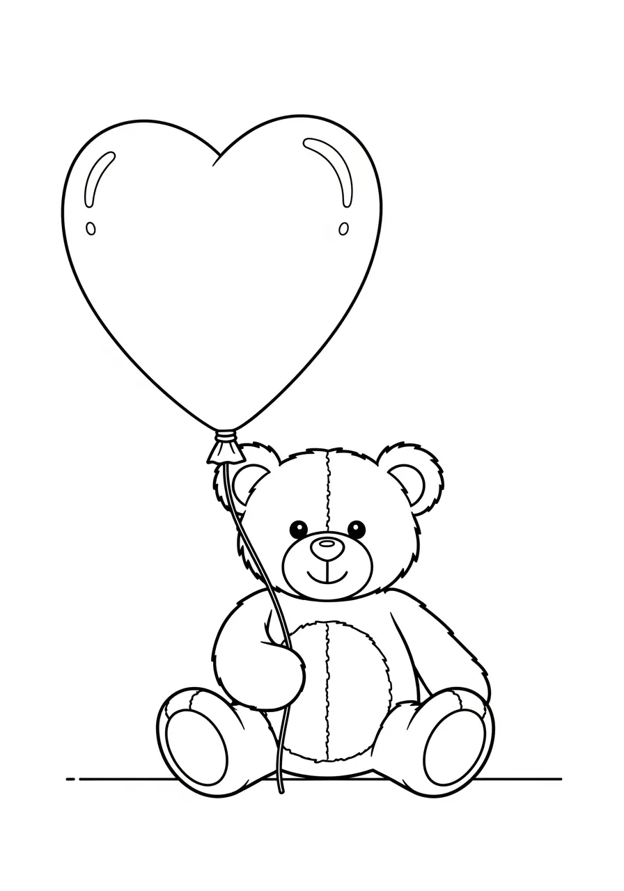 Teddy Bear Valentine Coloring Page