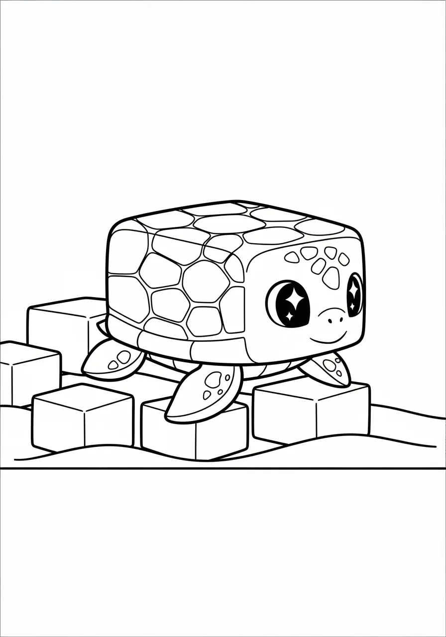 Tiny Turtle Beach Minecraft Coloring Page