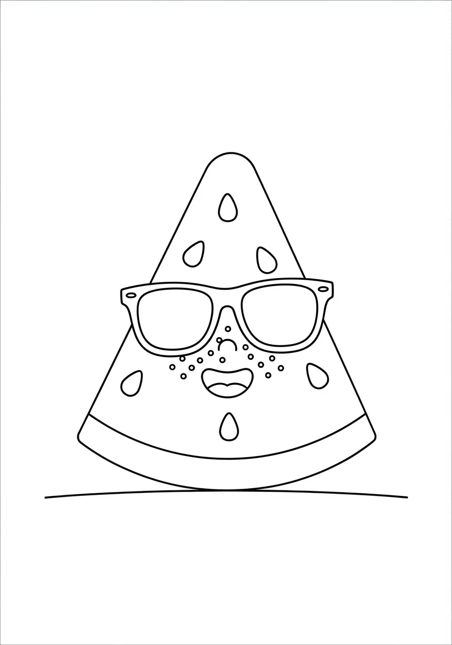 Watermelon Smile Cute Kawaii Coloring Page