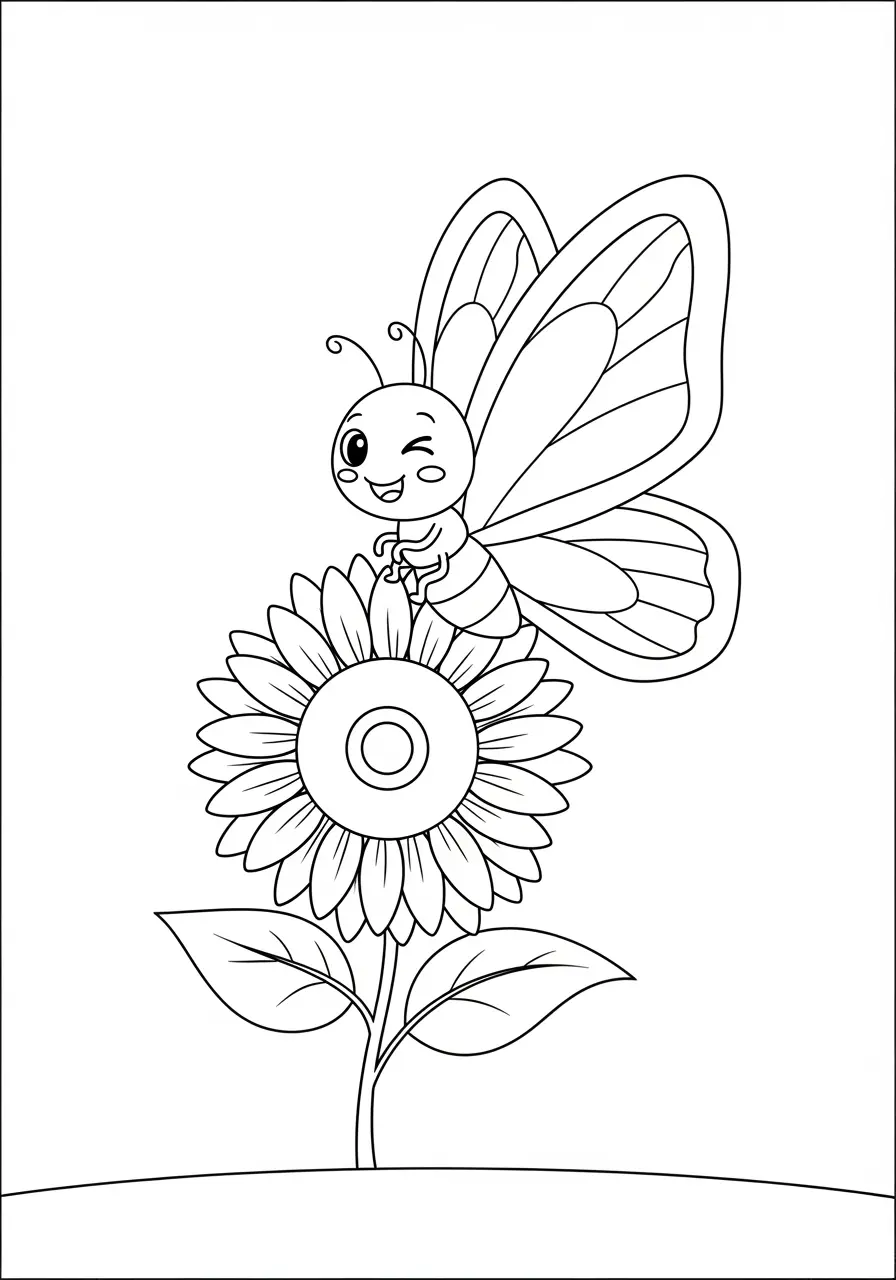 Winking Butterfly Coloring Page