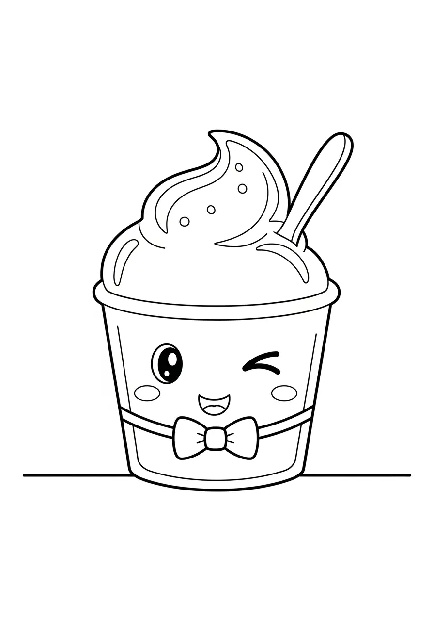 Winking Gelato Ice Cream Coloring Page