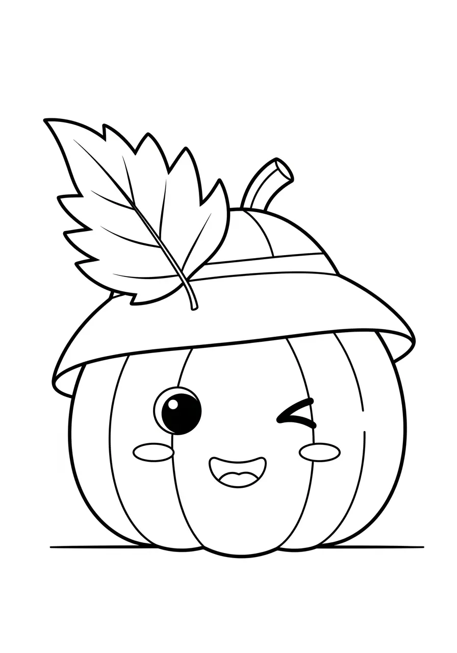 Winking Pumpkin Coloring Page