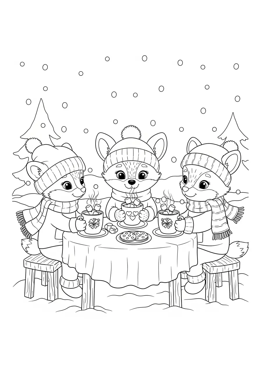 Winter Hot Cocoa Coloring Page